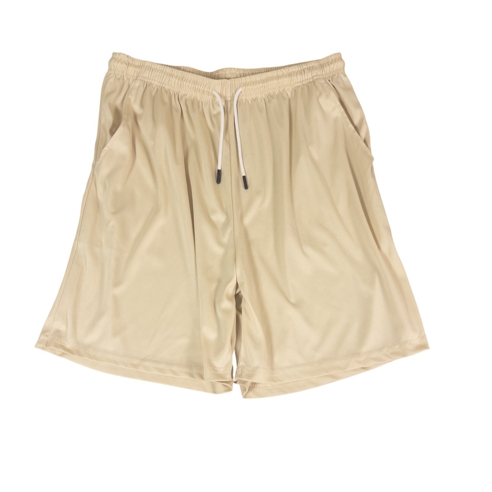 Unbranded Mens Athletic Basketball Shorts Tan Beige XXL Elastic Waist Gym Lounge